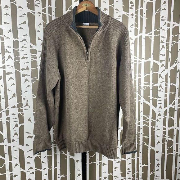 Columbia Men’s Cocoa Brown Zip Mock Neck Sweater XL - Picture 1 of 8